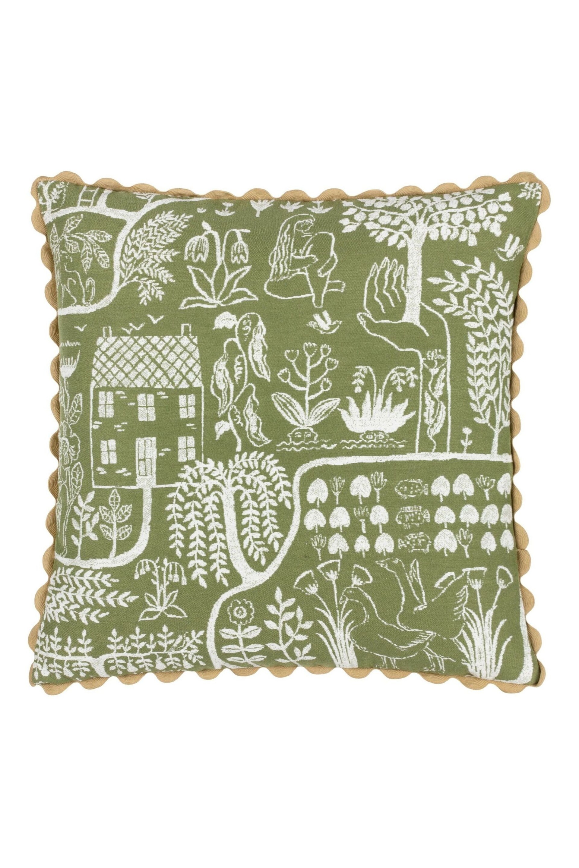 Furn Green Frida Jacquard Polyester Filled Cushion - Image 2 of 7