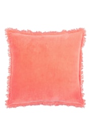 Furn Pink 100% Cotton Gracie Velvet Fringed Feather Filled Cushion - Image 2 of 5