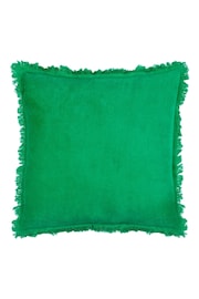 Furn Green Gracie Velvet Fringed Polyester Filled Cushion - Image 2 of 4