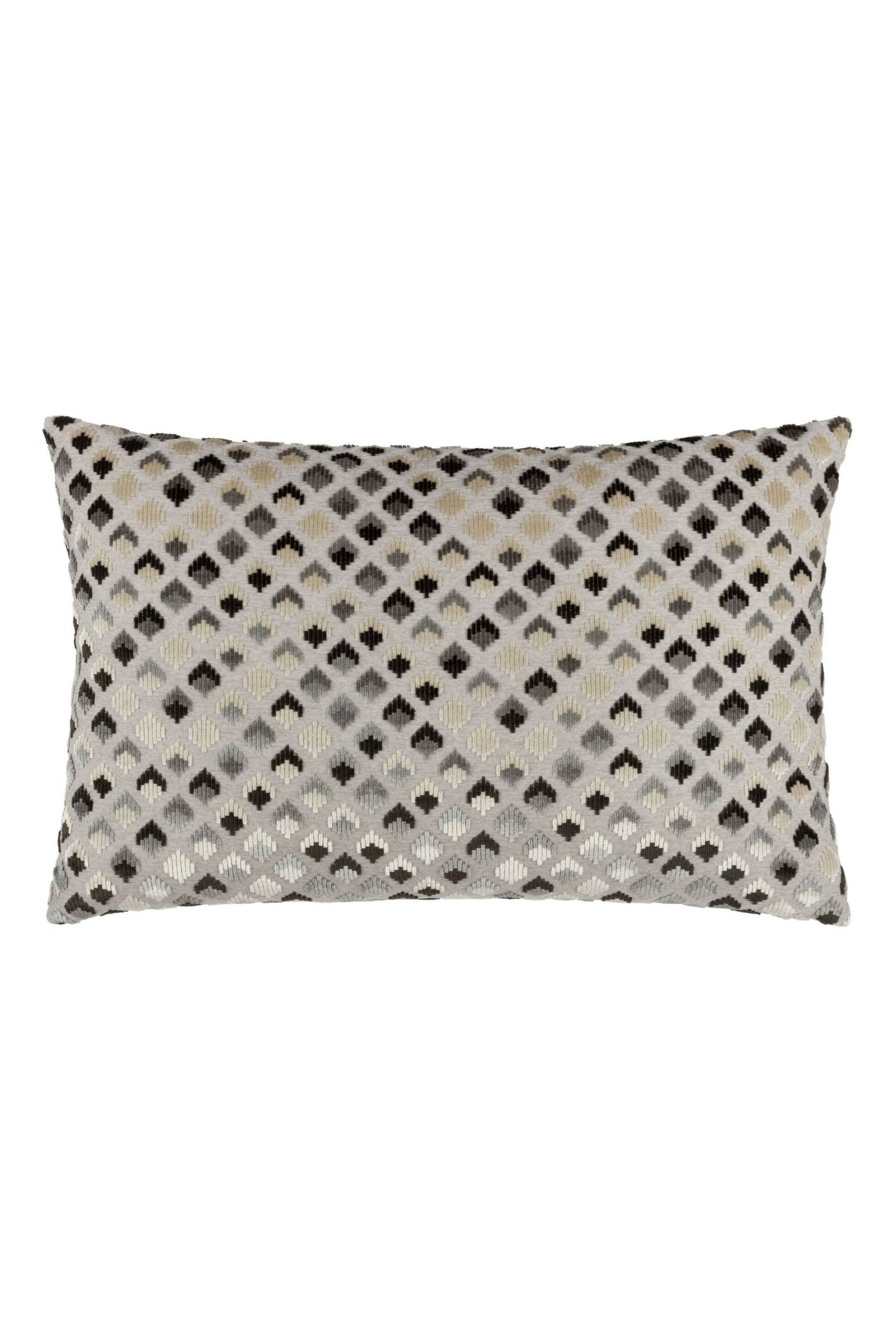 Paoletti Grey Lexington Velvet Jacquard Polyester Filled Cushion - Image 1 of 5