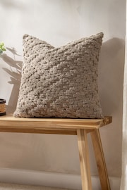 Yard Taupe Brown Calvay Chunky Textured Feather Filled Cushion - Image 1 of 7