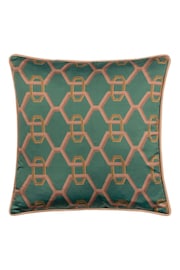 Paoletti Blue Carnaby Chain Geometric Satin Feather Filled Cushion - Image 2 of 5