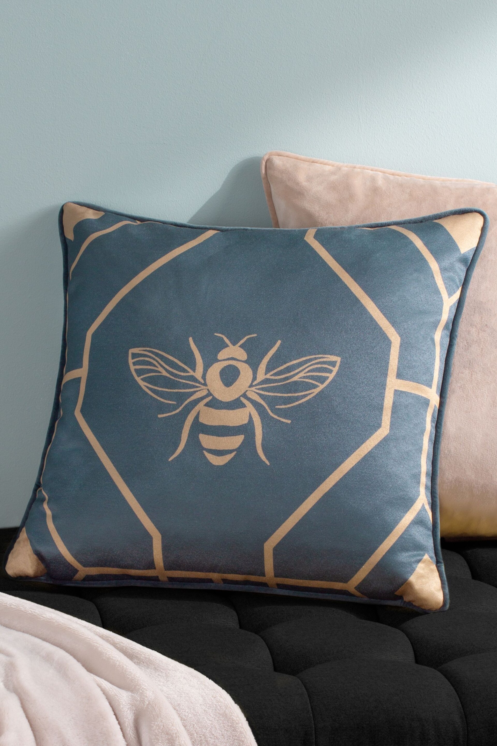 Furn Blue Bee Deco Geometric Polyester Filled Cushion - Image 1 of 6