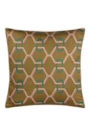 Paoletti Bronze Carnaby Chain Geometric Satin Polyester Filled Cushion - Image 2 of 5
