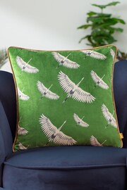 Furn Green Avalon Velvet Piped Feather Filled Cushion - Image 1 of 5