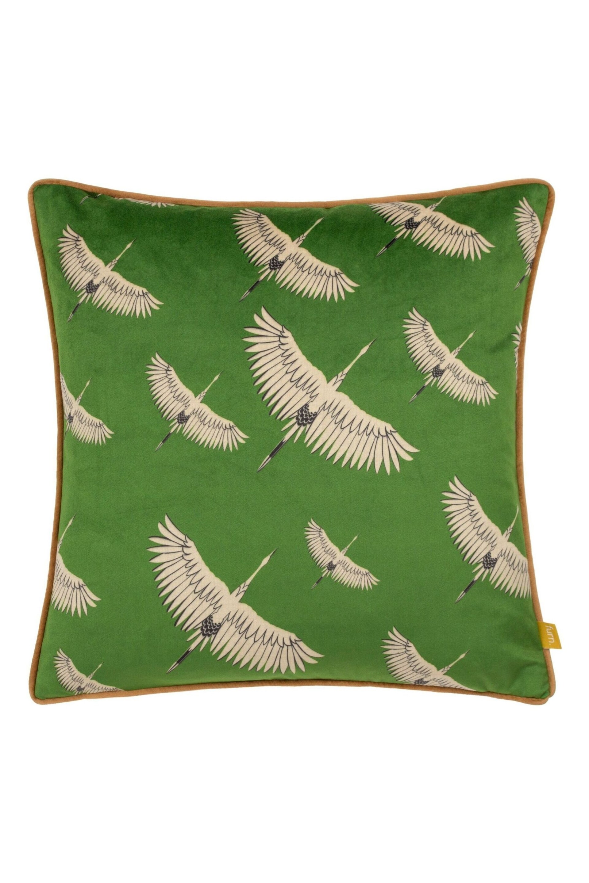 Furn Green Avalon Velvet Piped Feather Filled Cushion - Image 3 of 5