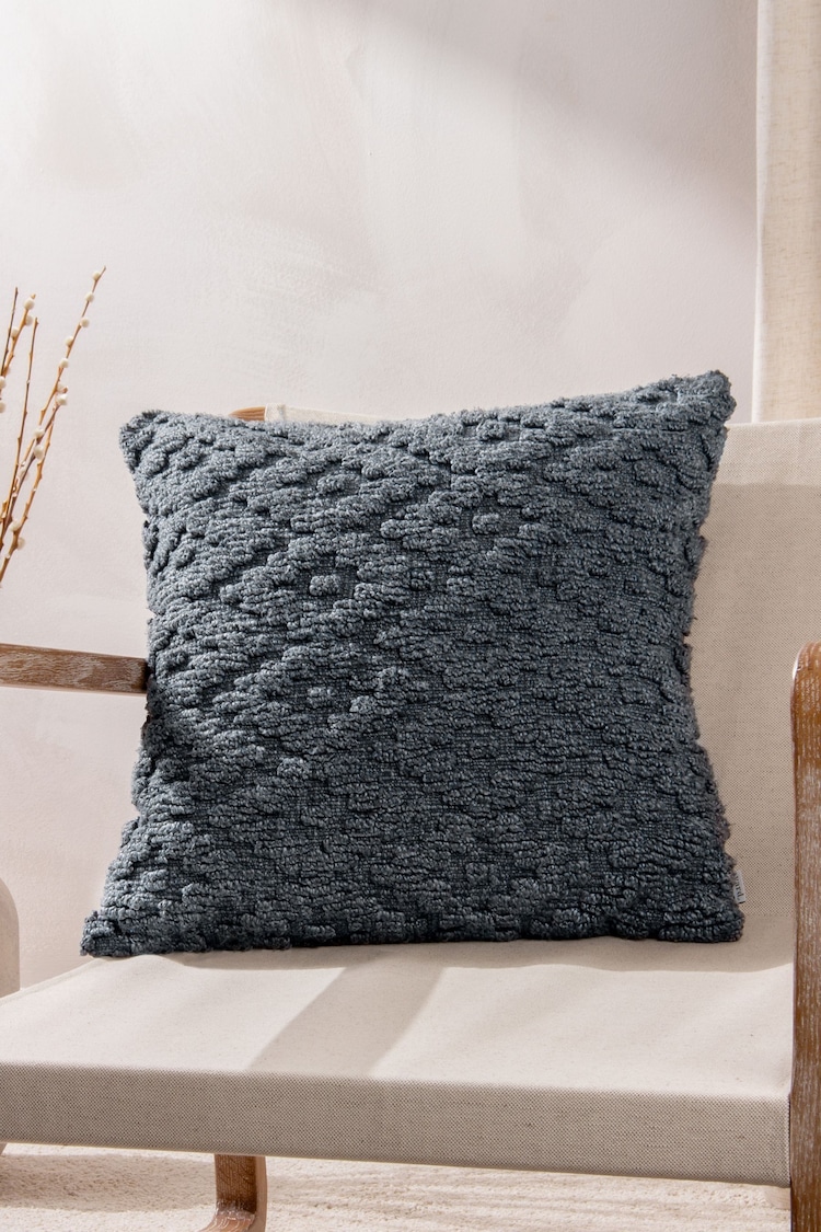 Yard Dusk Blue Calvay Chunky Textured Feather Filled Cushion - Image 1 of 7