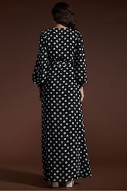 Dancing Leopard Mariela Tie Waist Black Dot Maxi Dress - Image 2 of 4