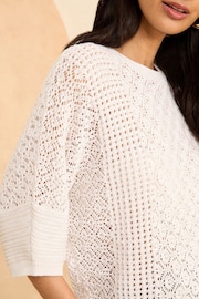 Love & Roses Ivory White Crochet Batwing Knit Top - Image 2 of 4