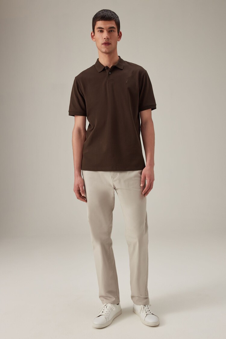 Brown Chocolate Regular Fit Short Sleeve Pique Polo Shirt - Image 2 of 8