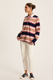 Joules Sammie Tan Multi Stripe Striped Heavyweight Cotton Rugby Shirt - Image 4 of 8