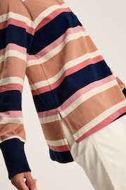 Joules Sammie Tan Multi Stripe Striped Heavyweight Cotton Rugby Shirt - Image 7 of 8