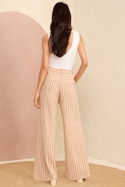 Love & Roses Pink Stripe Wide Leg Tailored Wide Leg Trousers With Linen - Image 3 of 4
