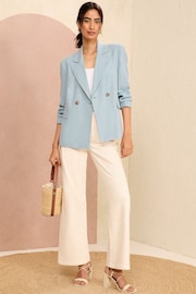 Love & Roses Light Blue Tailored Blazer With Linen - Image 4 of 4