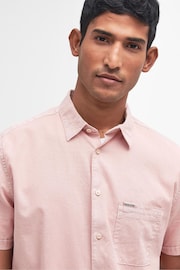 Barbour® Pink Mist Terra Dye Cotton Linen Blend Short Sleeve Shirt - Image 4 of 6