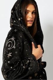 Skinnydip Celestial Starry Night Fleece Dressing Black Gown - Image 5 of 5
