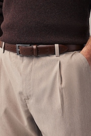 Brown Signature Leather Brogue Belt - Image 1 of 3