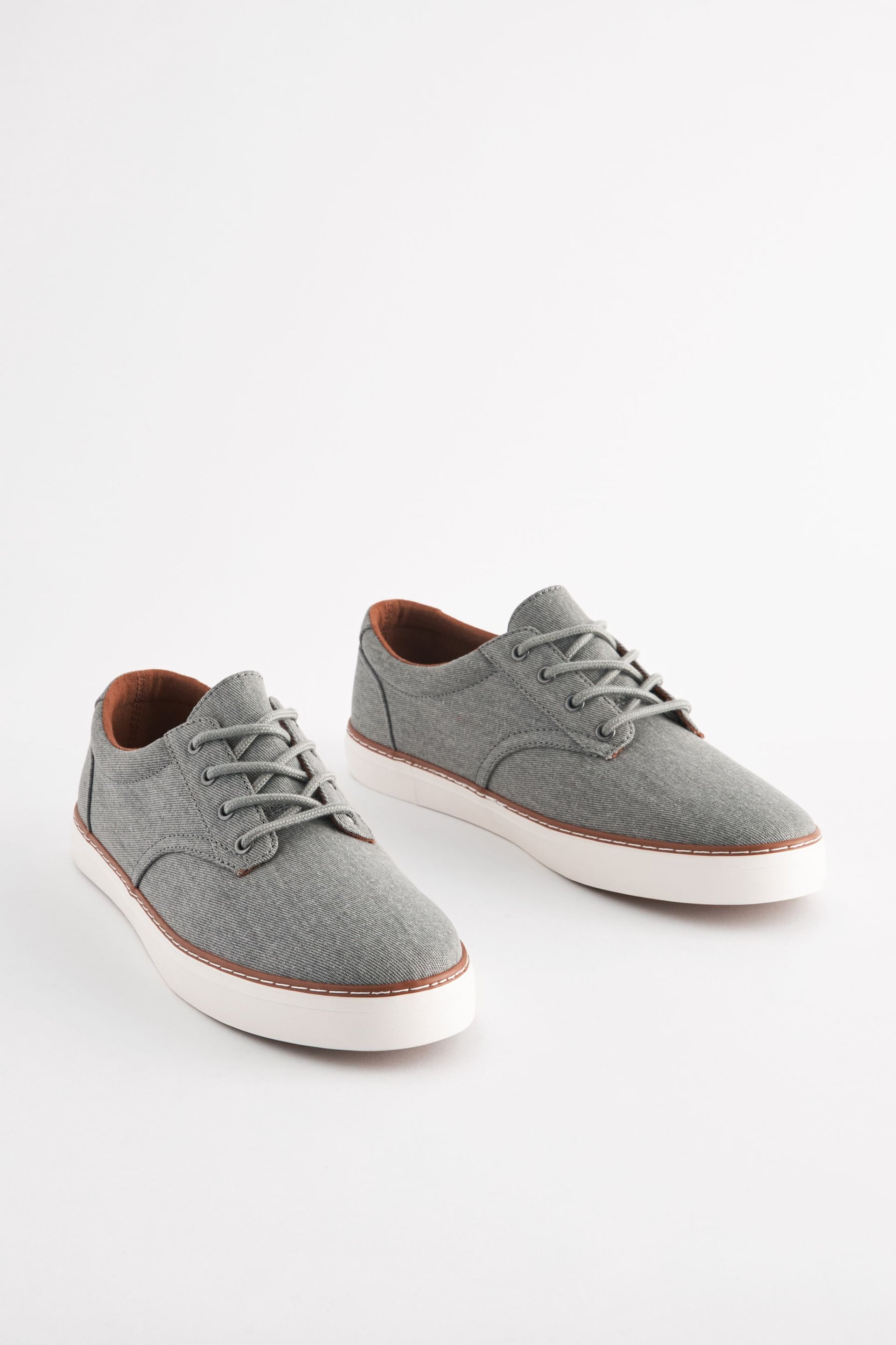 Grey Canvas Derby Trainers - Image 1 of 6