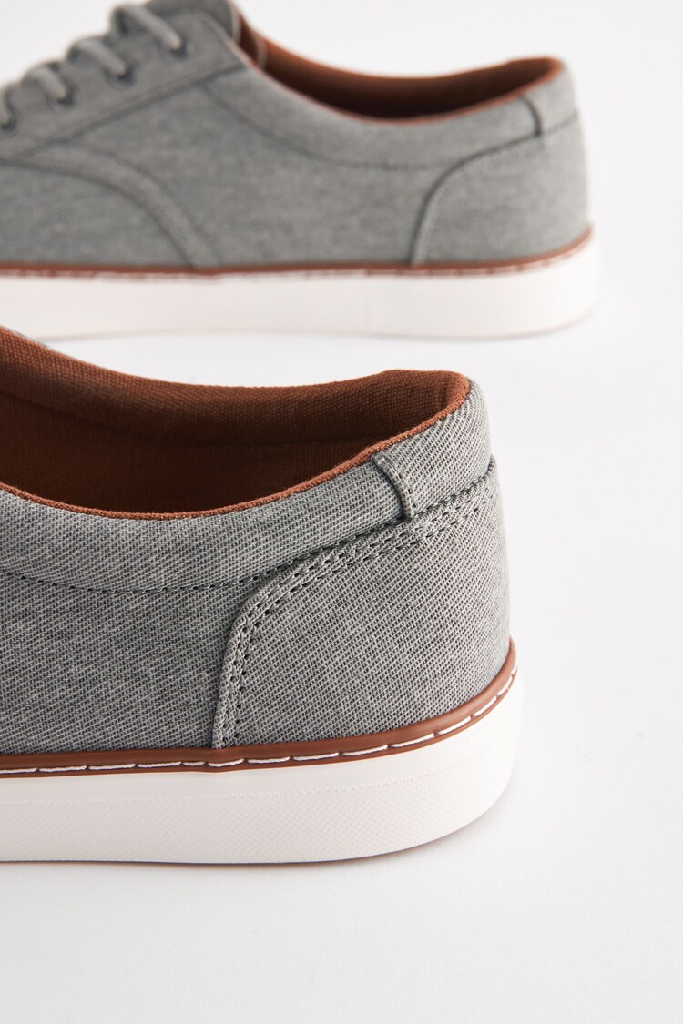 Grey Canvas Derby Trainers - Image 5 of 6