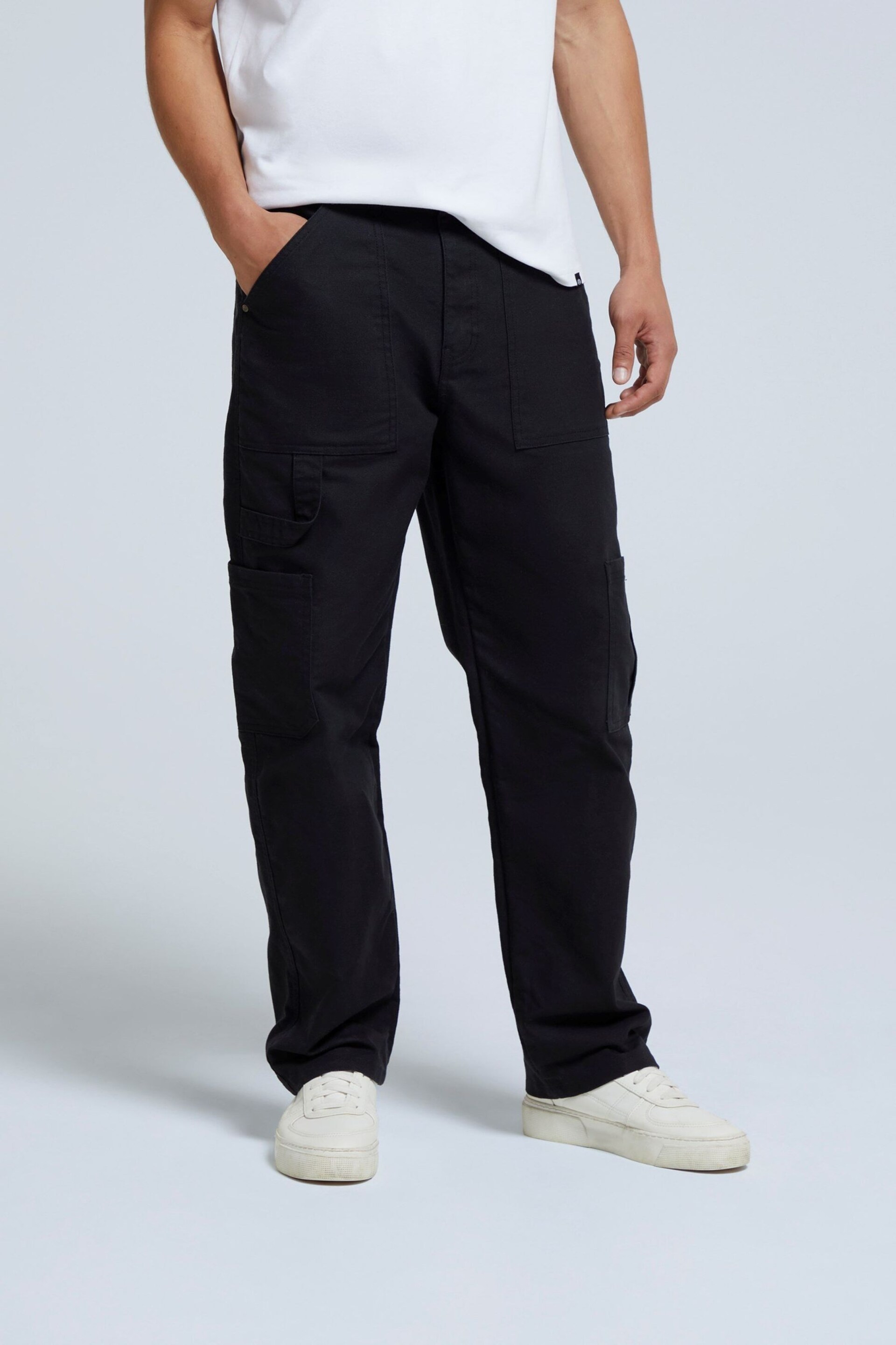 Animal Stan Mens Organic Carpenter Black Trousers - Image 1 of 4