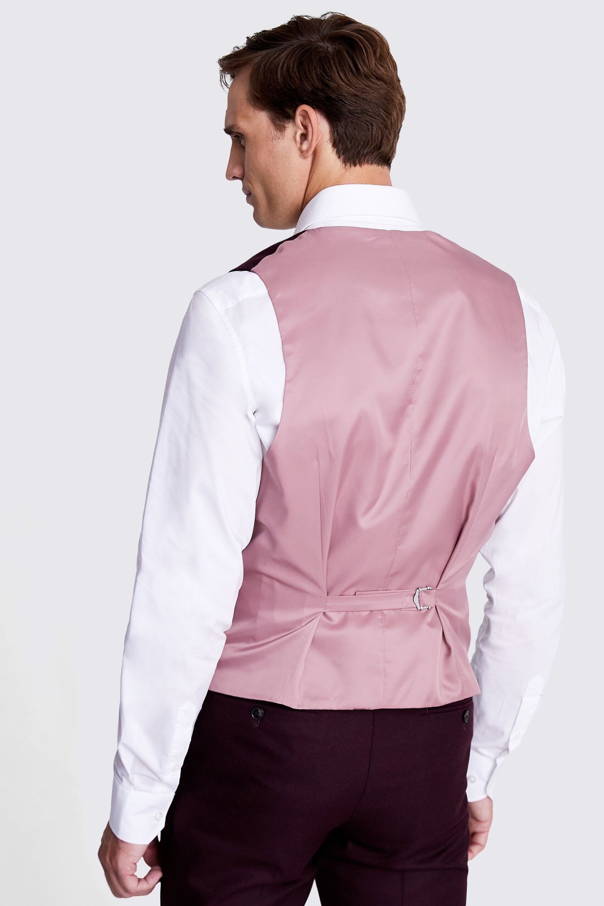 Tailored Fit Claret Flannel Waistcoat - Image 2 of 3