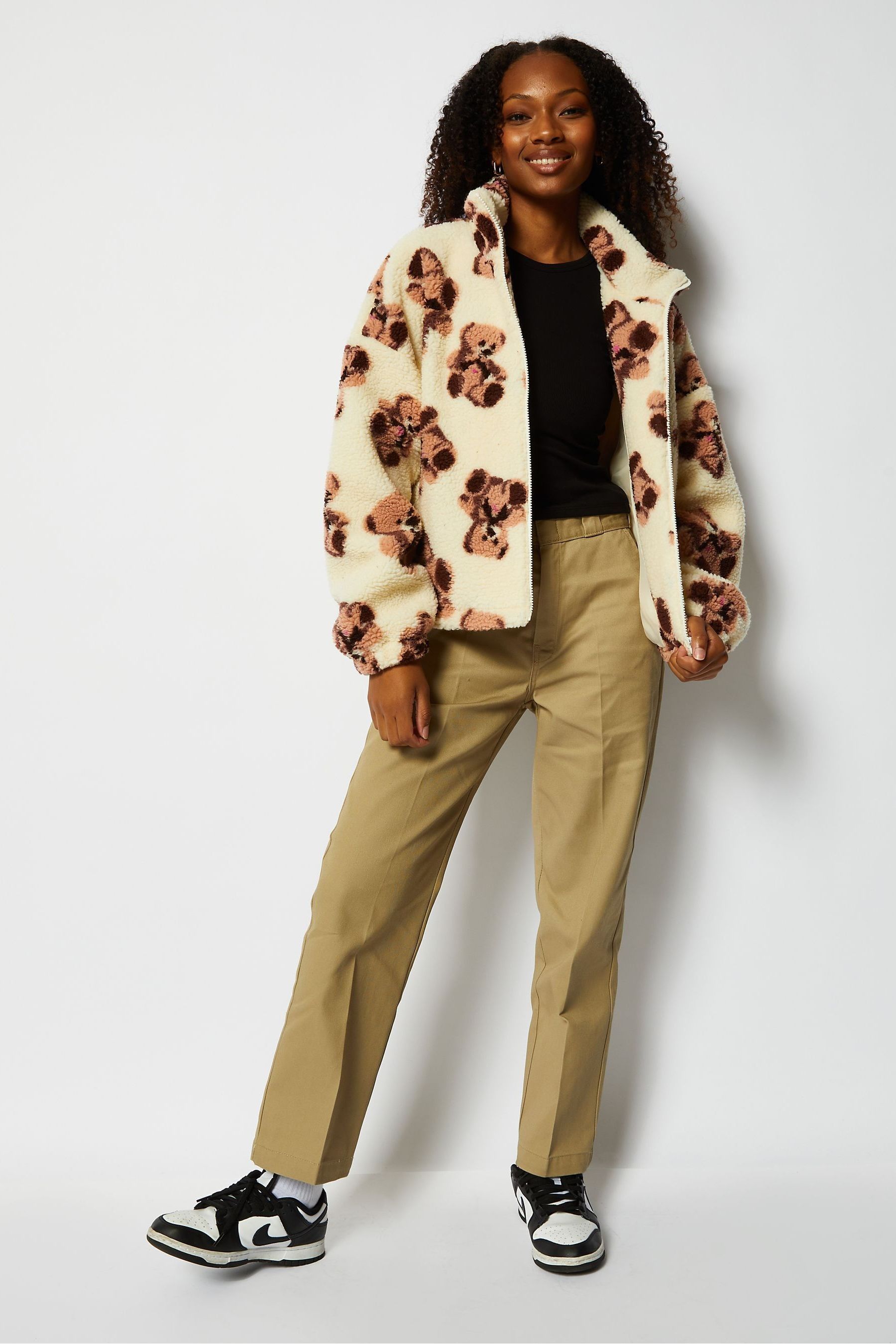 Cream fleece jacket hot sale