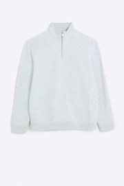 River Island Light Grey Long Sleeve 100% Cotton Funnel Neck ZT Polo Hoodie - Image 5 of 6