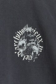 River Island Black OS Gothic Washed Skull T-Shirt - Image 6 of 6