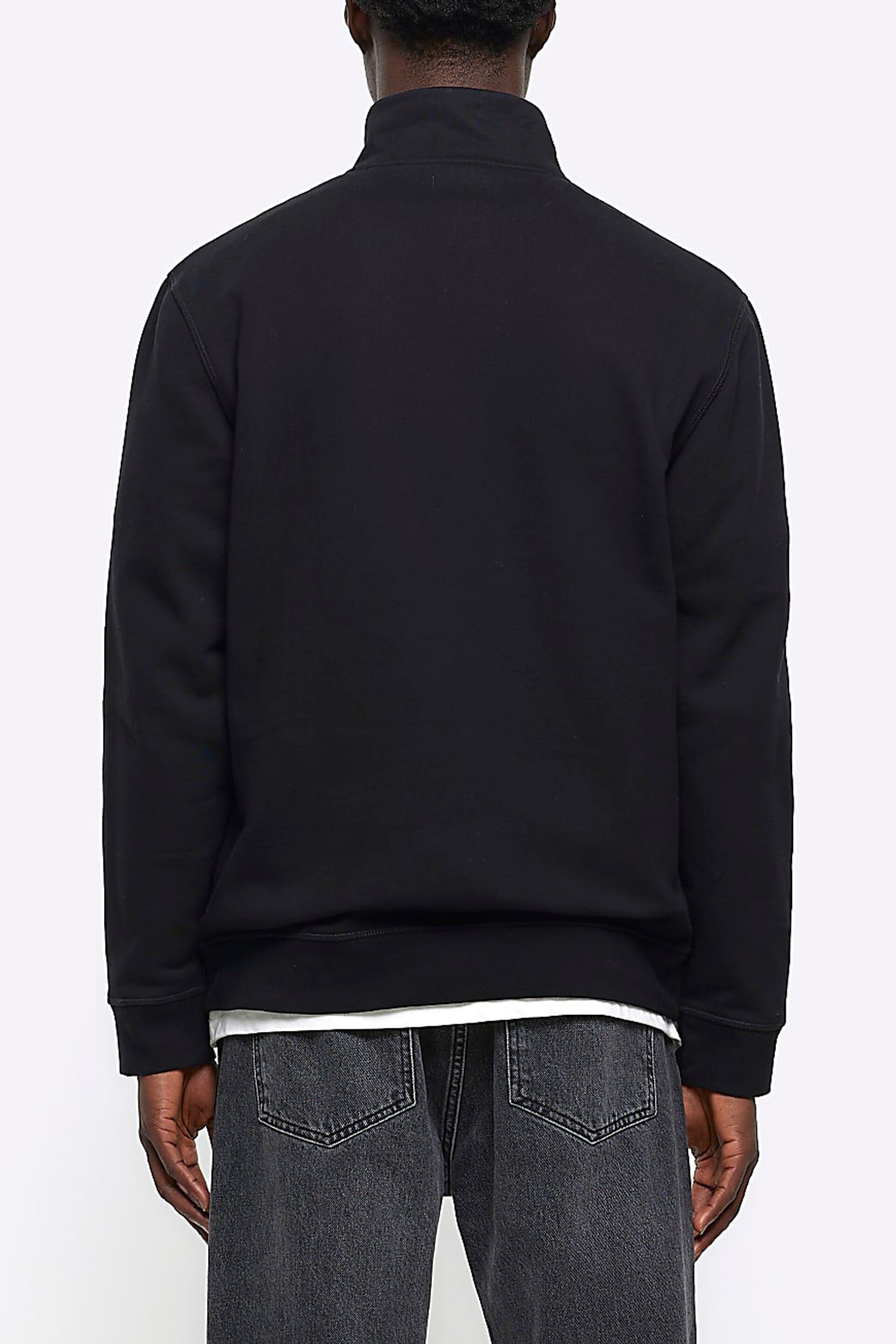 River Island Black Funnel Neck Polo Hoodie - Image 2 of 4