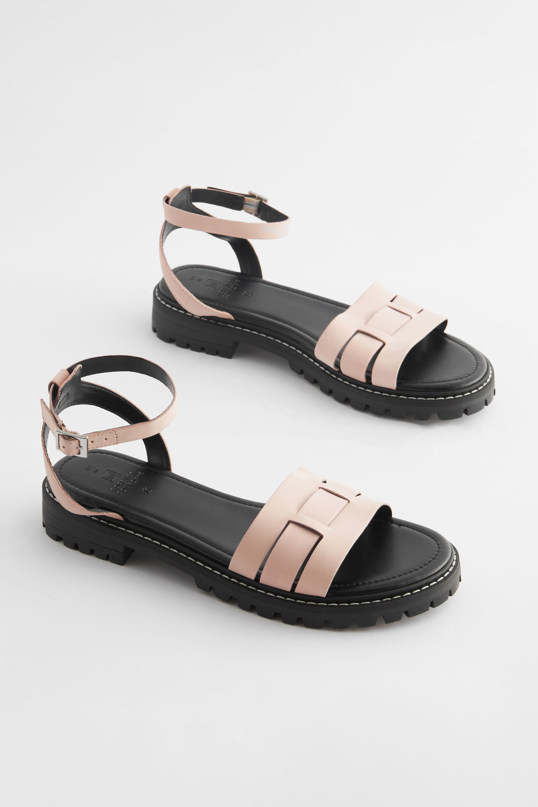 Pink Regular Wide Fit Forever Comfort Leather Cleated Sandals