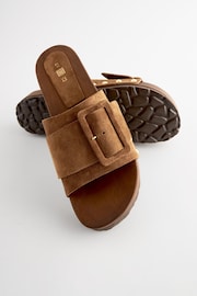Tan Brown Buckle Clog Mule Sandals - Image 4 of 5