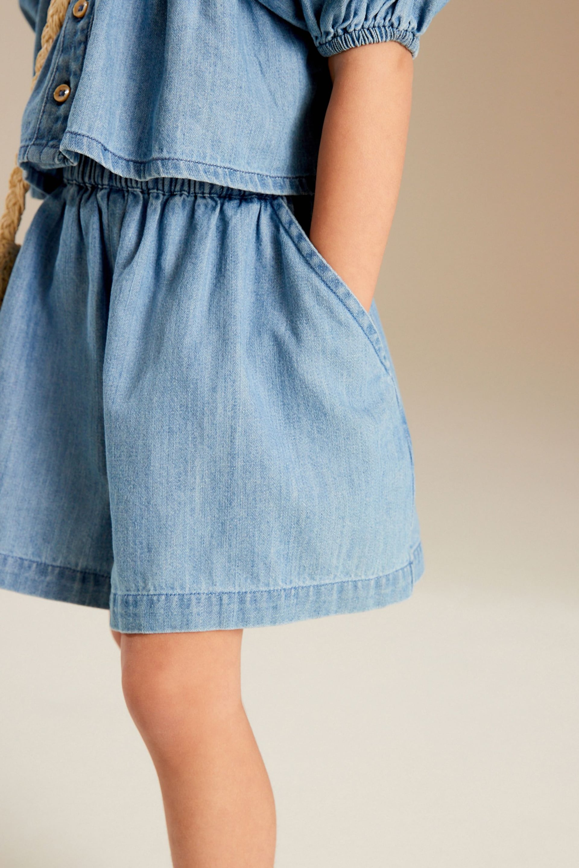 Blue Denim Blouse And Shorts Co-ord Set (3mths-8yrs) - Image 3 of 7