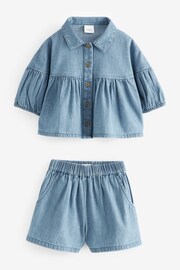 Blue Denim Blouse And Shorts Co-ord Set (3mths-8yrs) - Image 4 of 7