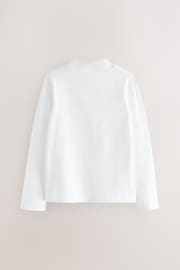 White 2 Pack Long Sleeve Cotton Stretch High Neck Tops (3-14yrs) - Image 3 of 4