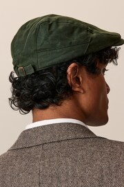 Green Waxed Cotton Flat Cap - Image 3 of 6