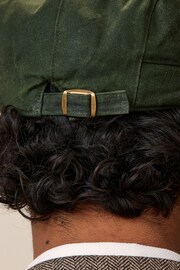 Green Waxed Cotton Flat Cap - Image 4 of 6