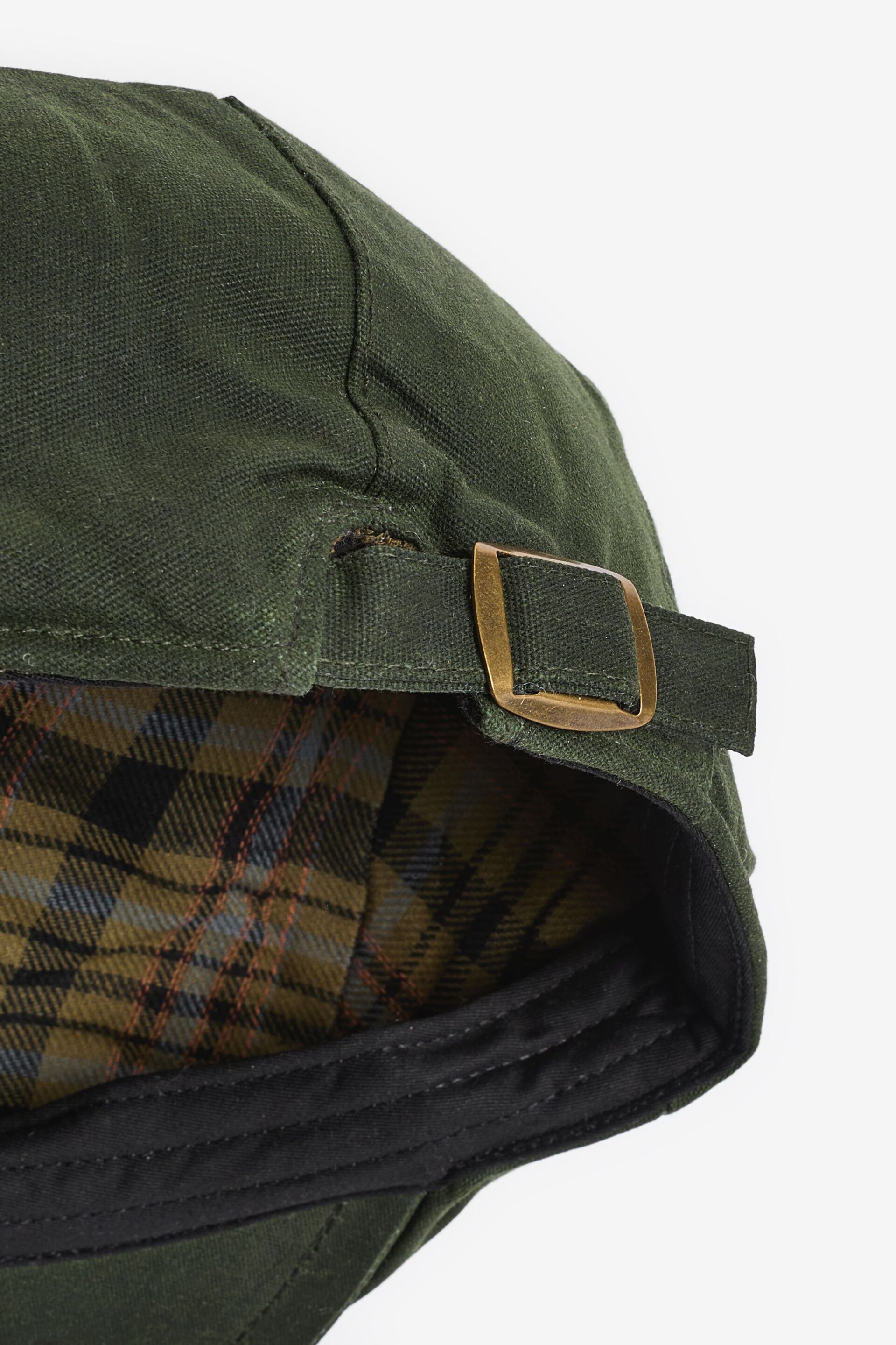 Green Waxed Cotton Flat Cap - Image 6 of 6