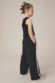 Black Wide Leg Popper Joggers (3-16yrs) - Image 2 of 7