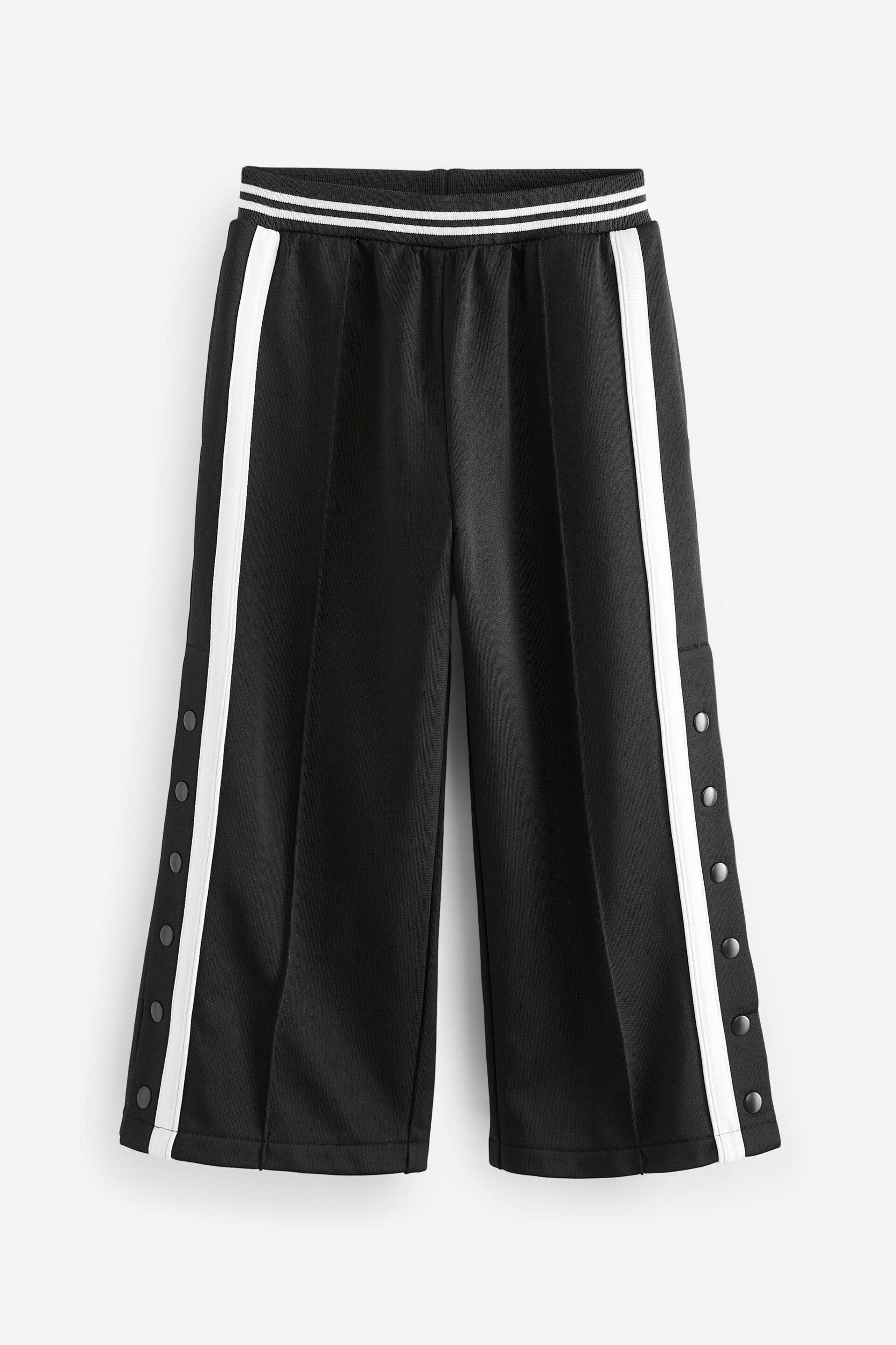 Black Wide Leg Popper Joggers (3-16yrs) - Image 6 of 7