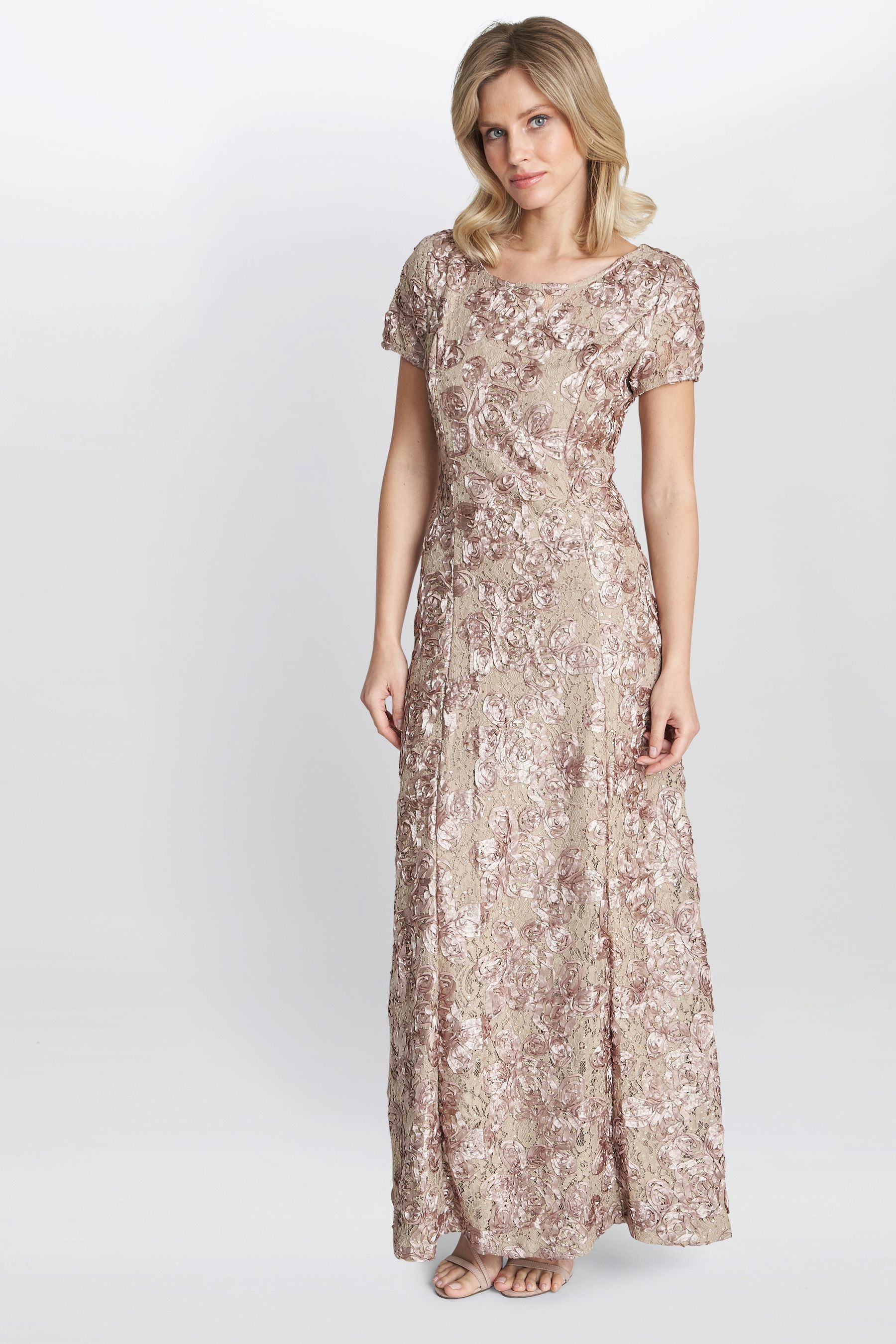 Buy Gina Bacconi Blue Nancy Dress With Rosette Sequin Detail from Next Luxembourg