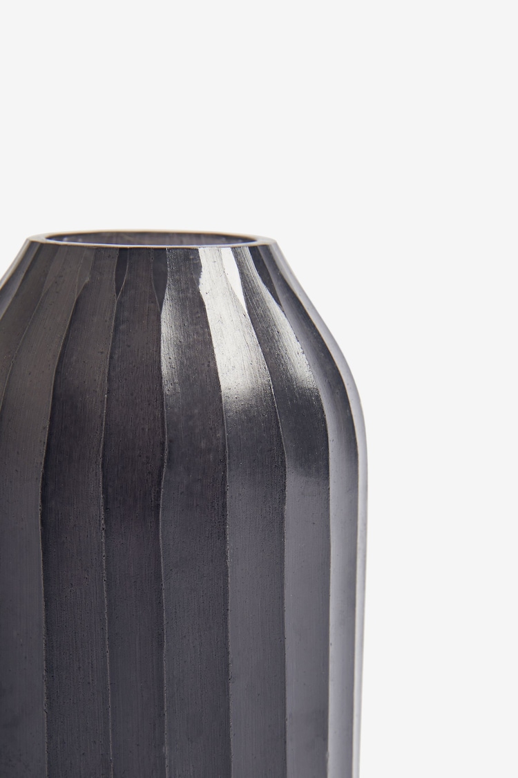 Lipsy Black Ribbed Carved Glass Stem Vase - Image 4 of 4