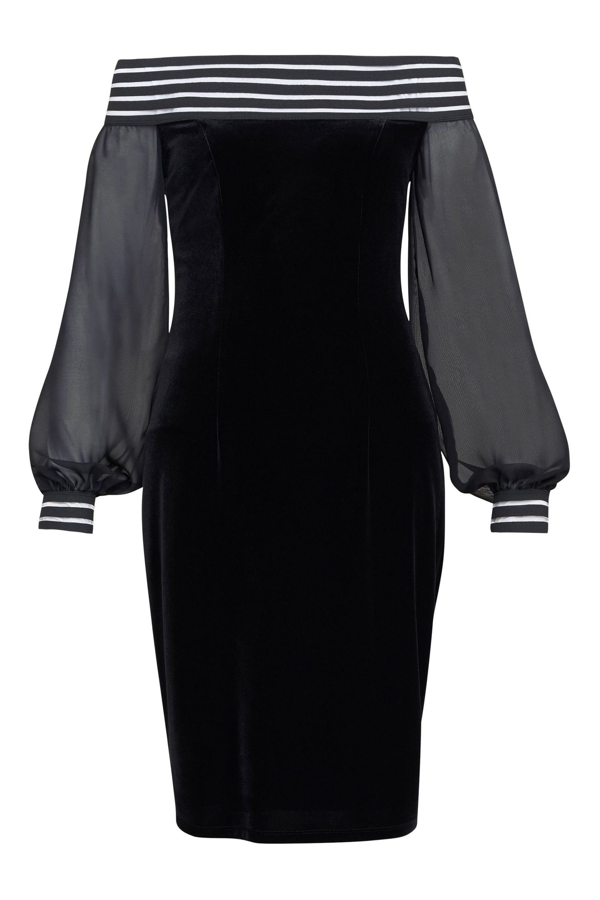 Gina Bacconi Taylor Velvet Off The Shoulder Black Dress - Image 5 of 5