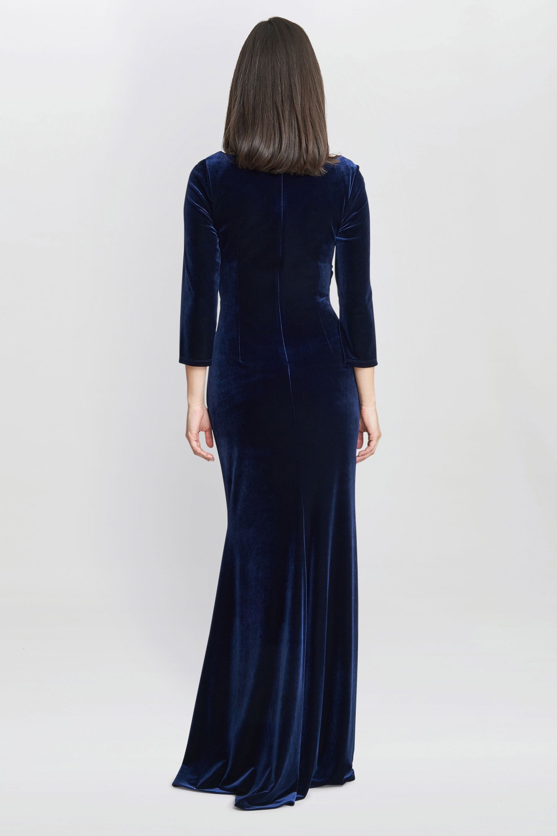Buy Gina Bacconi Blue Sophie Velvet Maxi Dress With 3 4 Sleeve from Next Ireland