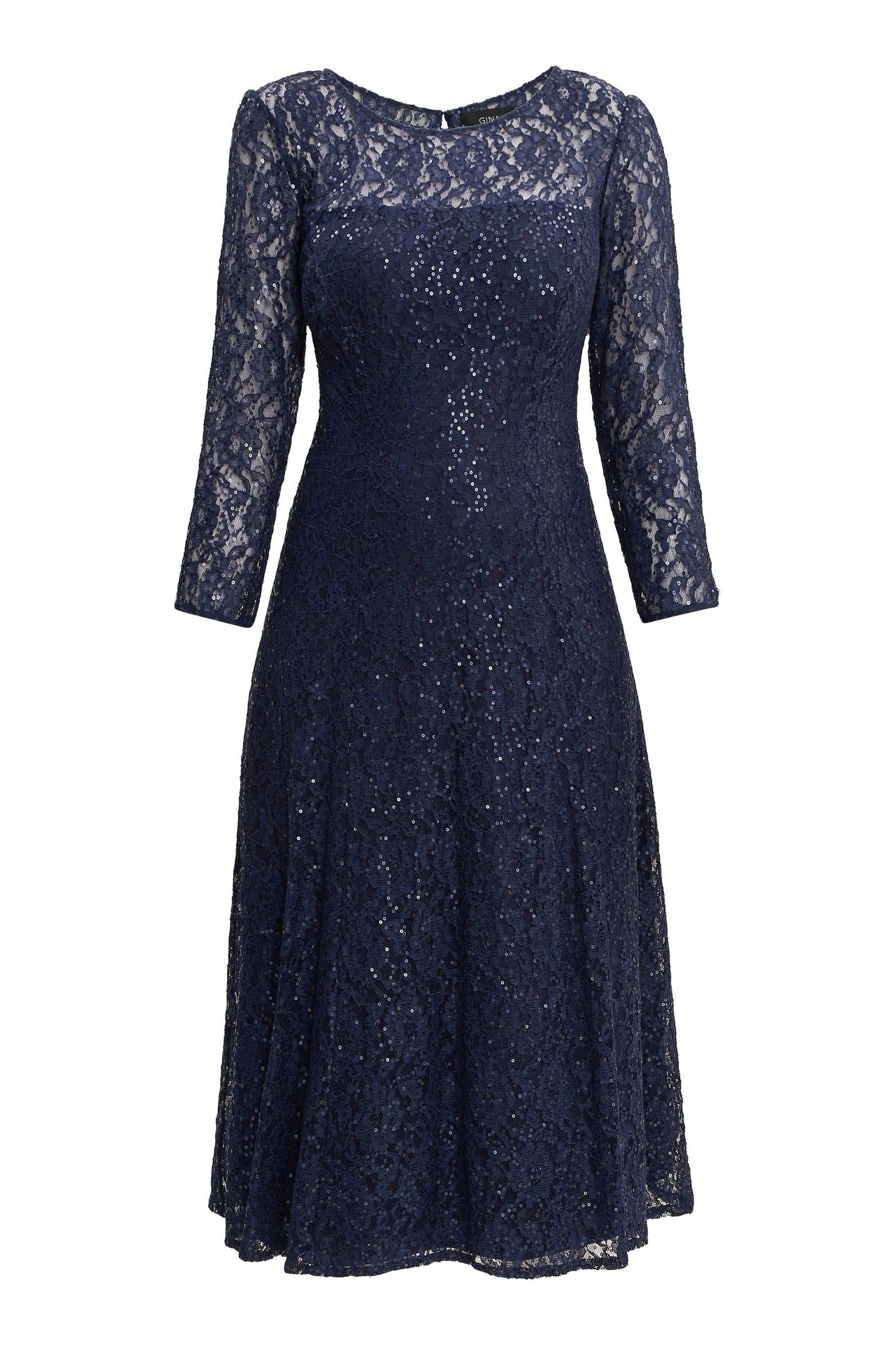 Gina bacconi blue lace dress sale