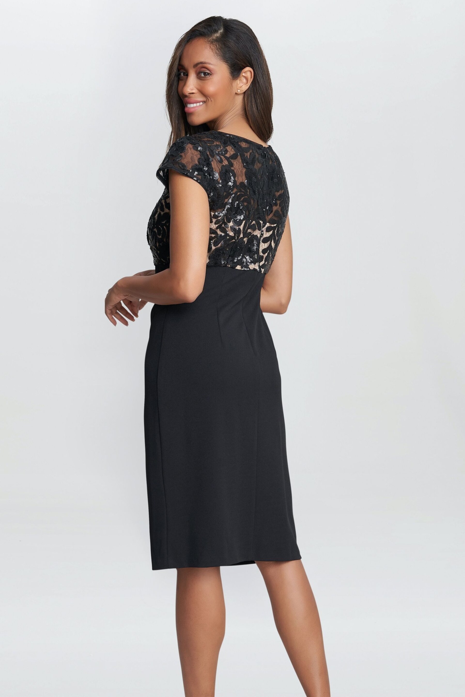 Gina Bacconi Maddison Empire Waist Crepe Cocktail Black Dress - Image 2 of 5