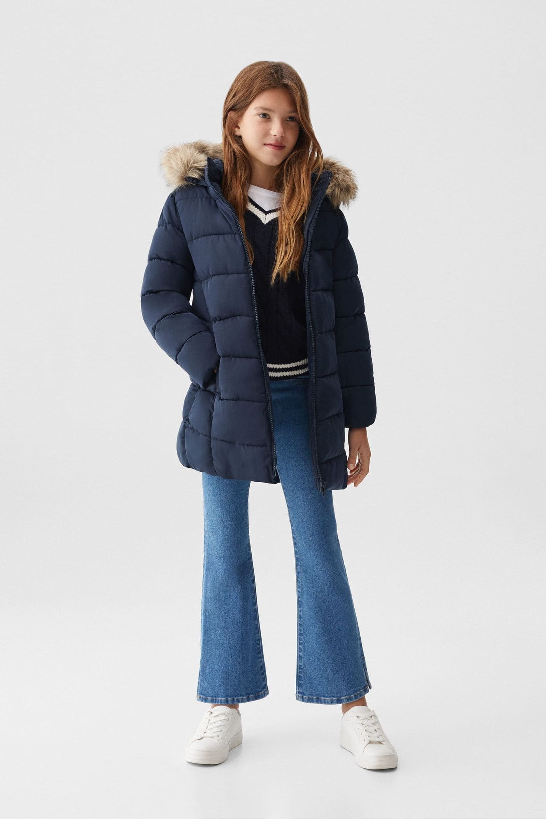 Mango blue fur coat shop