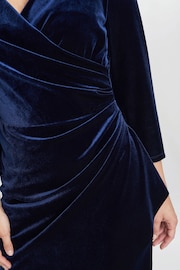 Gina Bacconi Blue Zoe Velvet Wrap Dress - Image 4 of 5