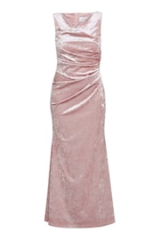 Gina Bacconi Pink Talia Crushed Velvet Maxi Dress - Image 5 of 5