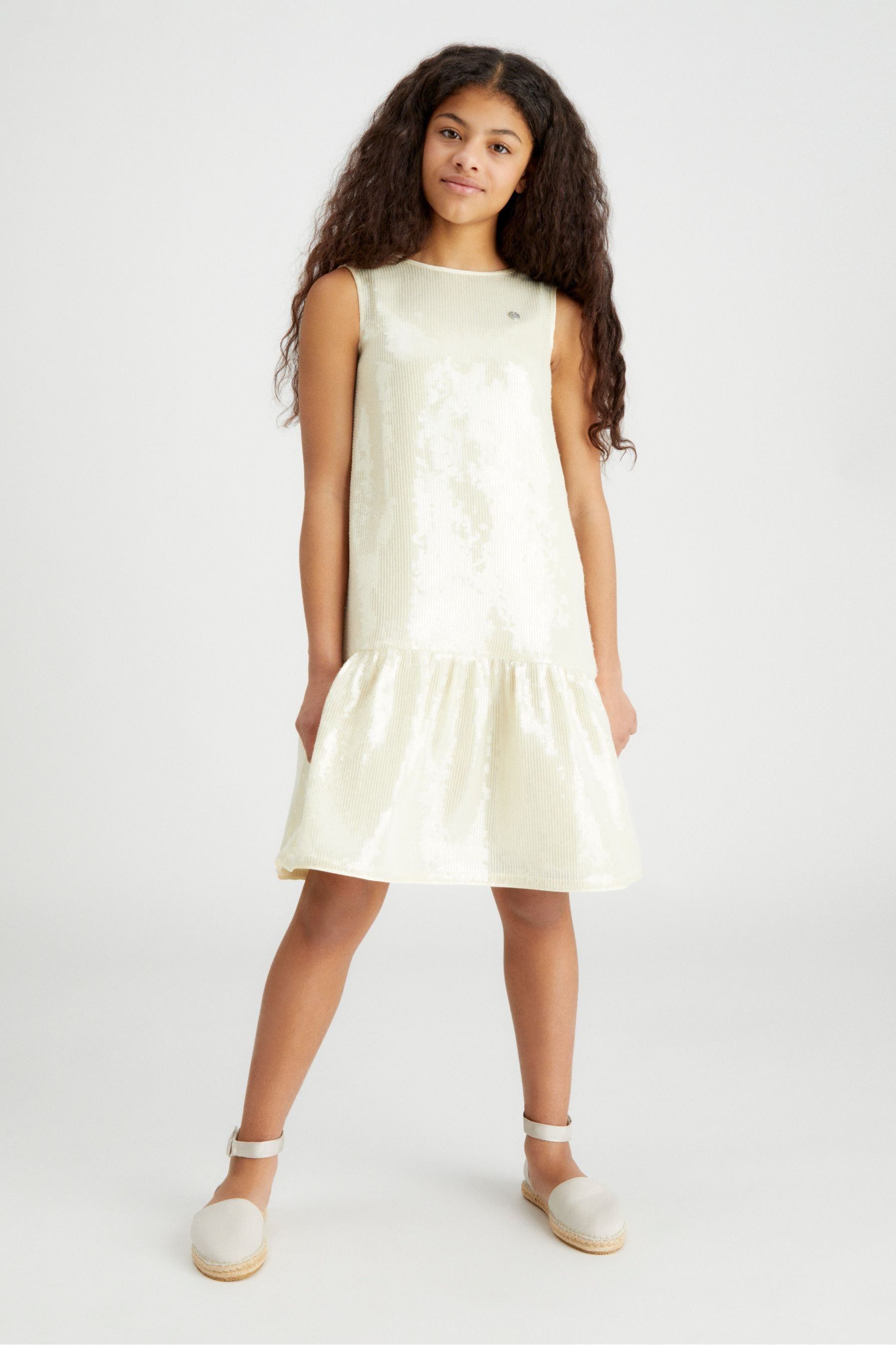 Buy Calvin Klein Jeans Gold Festive Sequin Peplum Dress from Next Luxembourg