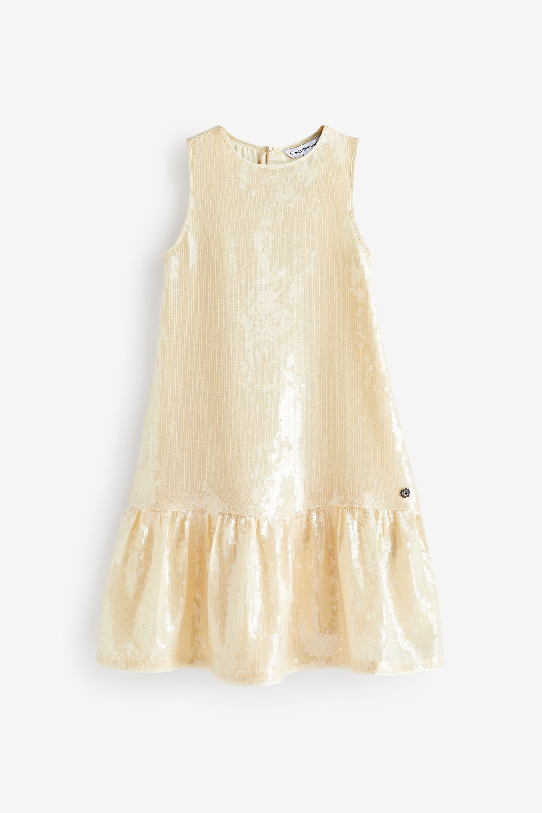 Buy Calvin Klein Jeans Gold Festive Sequin Peplum Dress from Next Luxembourg